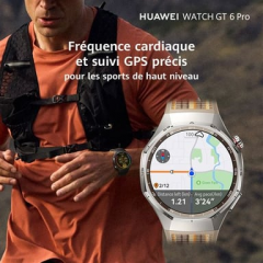 Huawei - Watch GT6 Pro GPS - Caja de titanio negro de 46 mm con correa de fluoroelastómero, color negro - Nuevo