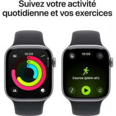 Apple - Watch Series 11 (2025) GPS 42 mm, caja de aluminio gris espacial con correa deportiva, negro - M/L - Nuevo