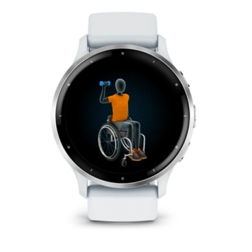 Garmin - Reloj conectado Garmin Venu 3 de 45 mm en acero inoxidable plateado, caja blanca y correa de silicona blanca - Nuevo
