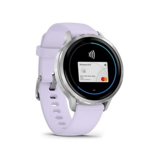 Garmin - Venu 4 - Reloj inteligente de 41 mm con GPS integrado en acero y silicona - Plateado y morado - Nuevo