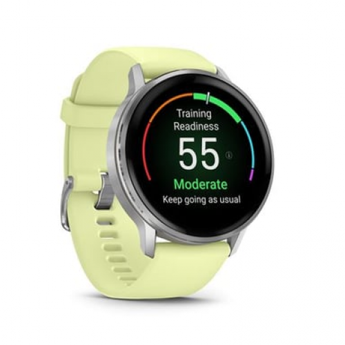 Garmin - Venu 4 - Smartwatch de 45 mm con GPS integrado en acero y silicona - Amarillo limón - Nuevo