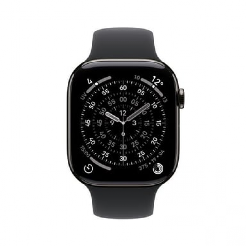 Apple - Watch Series 11 (2025) GPS + Cellular 46 mm, caja de titanio pizarra con correa deportiva, negro - S/M - Nuevo