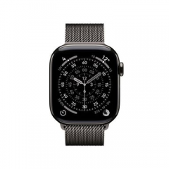 Apple - Watch Series 11 (2025) GPS + Cellular, caja de titanio color pizarra de 46 mm con correa milanesa, negro - M/L - Nuevo