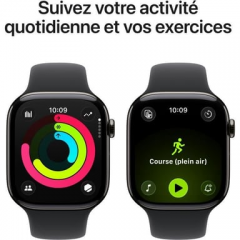 Apple - Watch Series 11 (2025) GPS + Cellular 46 mm, caja de titanio pizarra con correa deportiva, negro - M/L - Nuevo