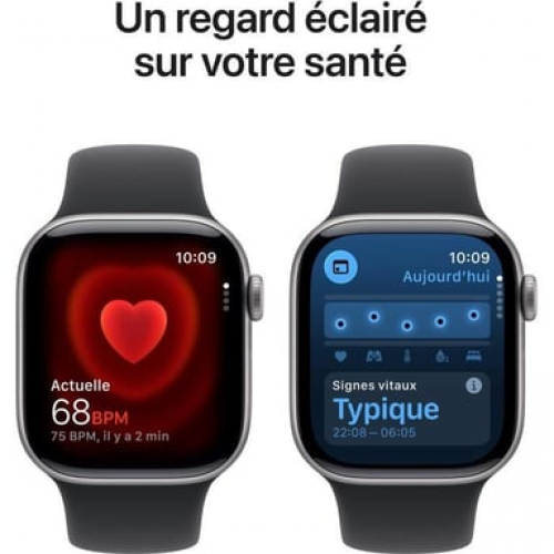 Apple - Watch Series 11 (2025) GPS 42 mm, caja de aluminio gris espacial con correa deportiva, negro - S/M - Nuevo