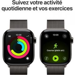 Apple - Watch Series 11 (2025) GPS + Cellular, caja de titanio color pizarra de 42 mm con correa milanesa, color negro - Nuevo
