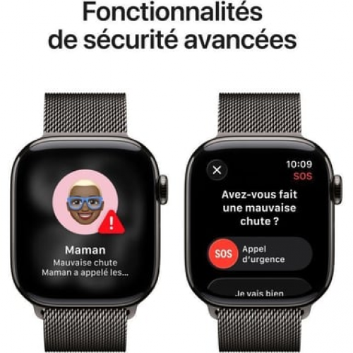 Apple - Watch Series 11 (2025) GPS + Cellular, caja de titanio color pizarra de 42 mm con correa milanesa, color negro - Nuevo