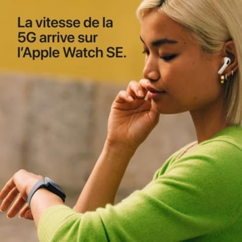 Apple - Apple Watch SE (3nd generation) OLED 44 mm Digital 368 x 448 Pixeles Pantalla táctil 5G Negro Wifi GPS (satélite) - Nuevo