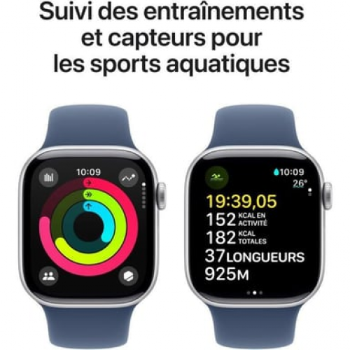 Apple - Apple Watch Series 10 OLED 42 mm Digital 374 x 446 Pixeles Pantalla táctil Plata Wifi GPS (satélite) - Nuevo