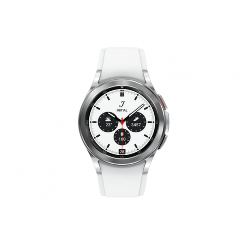 Samsung - Galaxy Watch4 Classic 42mm Caja Plateada - Super AMOLED - Bluetooth + 4G - Correa Blanca - Nuevo