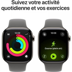 Apple - Watch Series 11 (2025) GPS + Cellular, caja de titanio natural de 42 mm con correa deportiva, gris - S/M - Nuevo