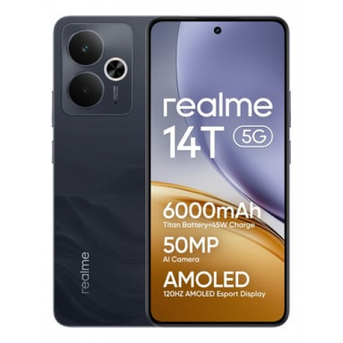 Realme - realme 14T 16,9 cm (6.67") Android 15 5G 8 GB 256 GB 6000 mAh Negro - Nuevo